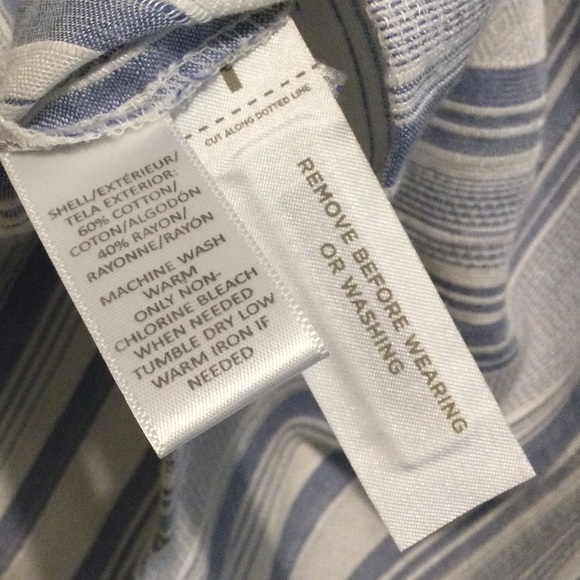 LOFT Peasant Top White Blue Stripe Size XS - Picture 7 of 9